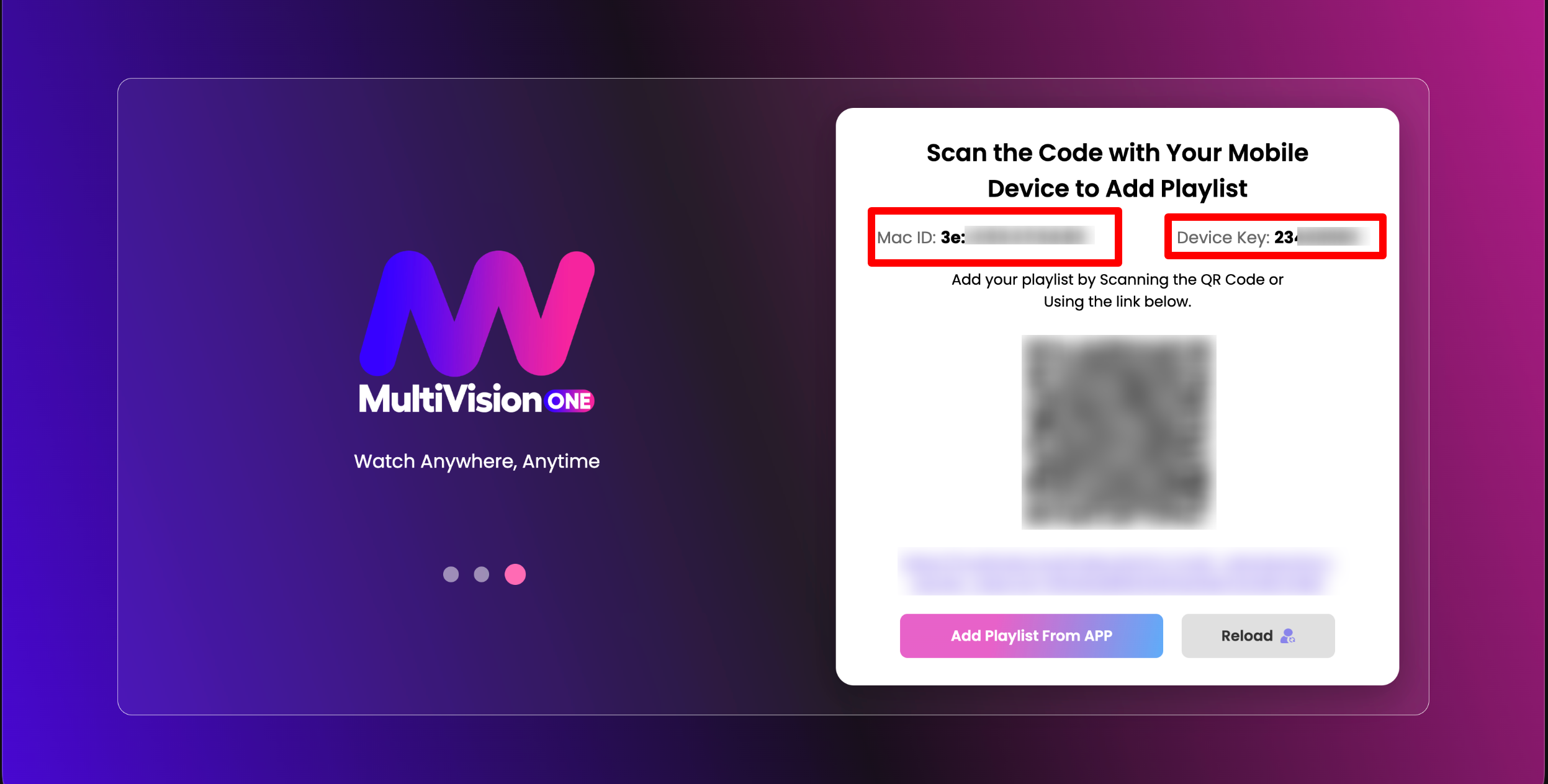 MultiVision One App Screen